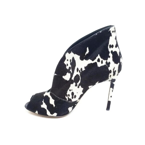Gianvito Rossi Vamp Cowhide Haircalf Peep Toe Booties Heels EU 38.5 US 8-8.5 - Picture 10 of 12